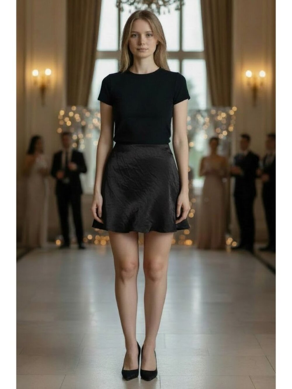 Poof New York Womens Size Medium Black Crushed Mini Skirt Chic Party Wear NEW